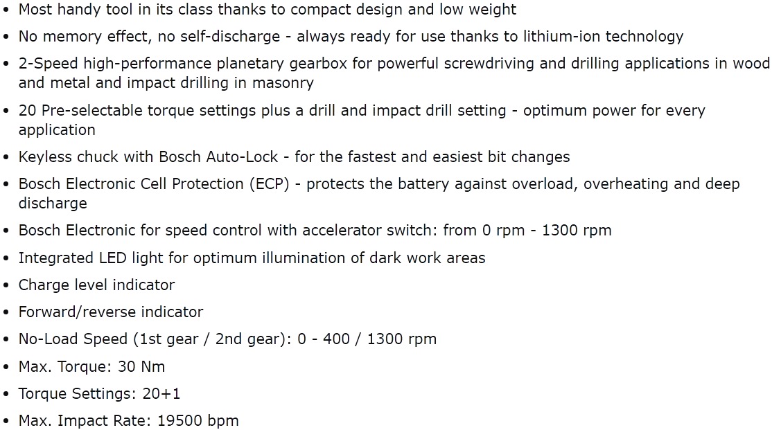 מברגה מקדחה מקצועית נטענת בוש BOSCH EASYIMPACT 12 TEXT